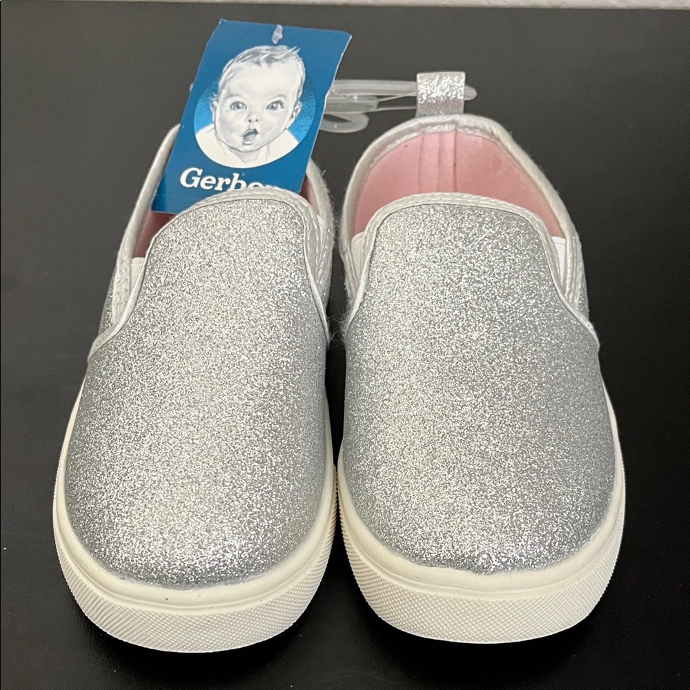 Gerber Glittery Silver Baby Slip-On Shoes